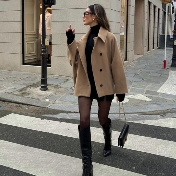 Zara Jackets Coats Last Zara Cropped Oversized Wool Coat